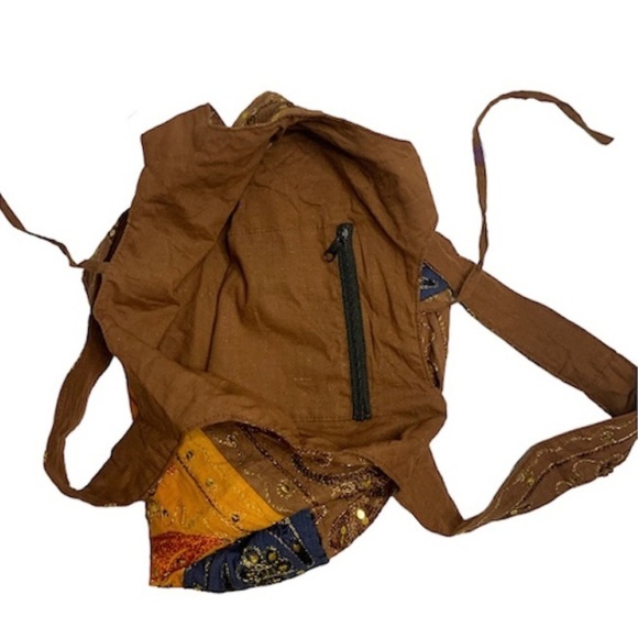 Indian Traditional Gold Stitched Sequined Hobo Shoulder Bag - Picture 6 of 12